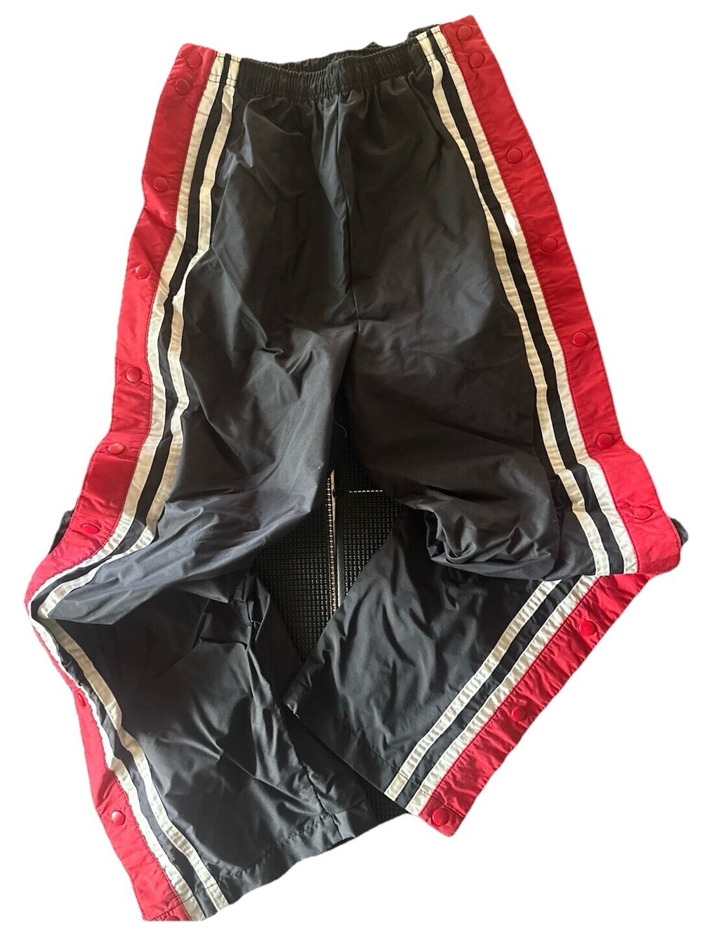 Vintage Holloway Snap Track Pants Mens Small Black Red Tearaway Y2K Nylon